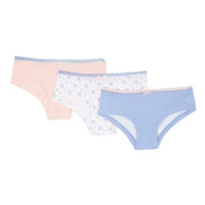 bluezoo Pack of three girls' pink ditsy hipster shorts